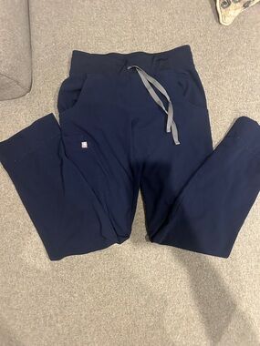 Women Navy Drawstring straight leg figs scrub Pants